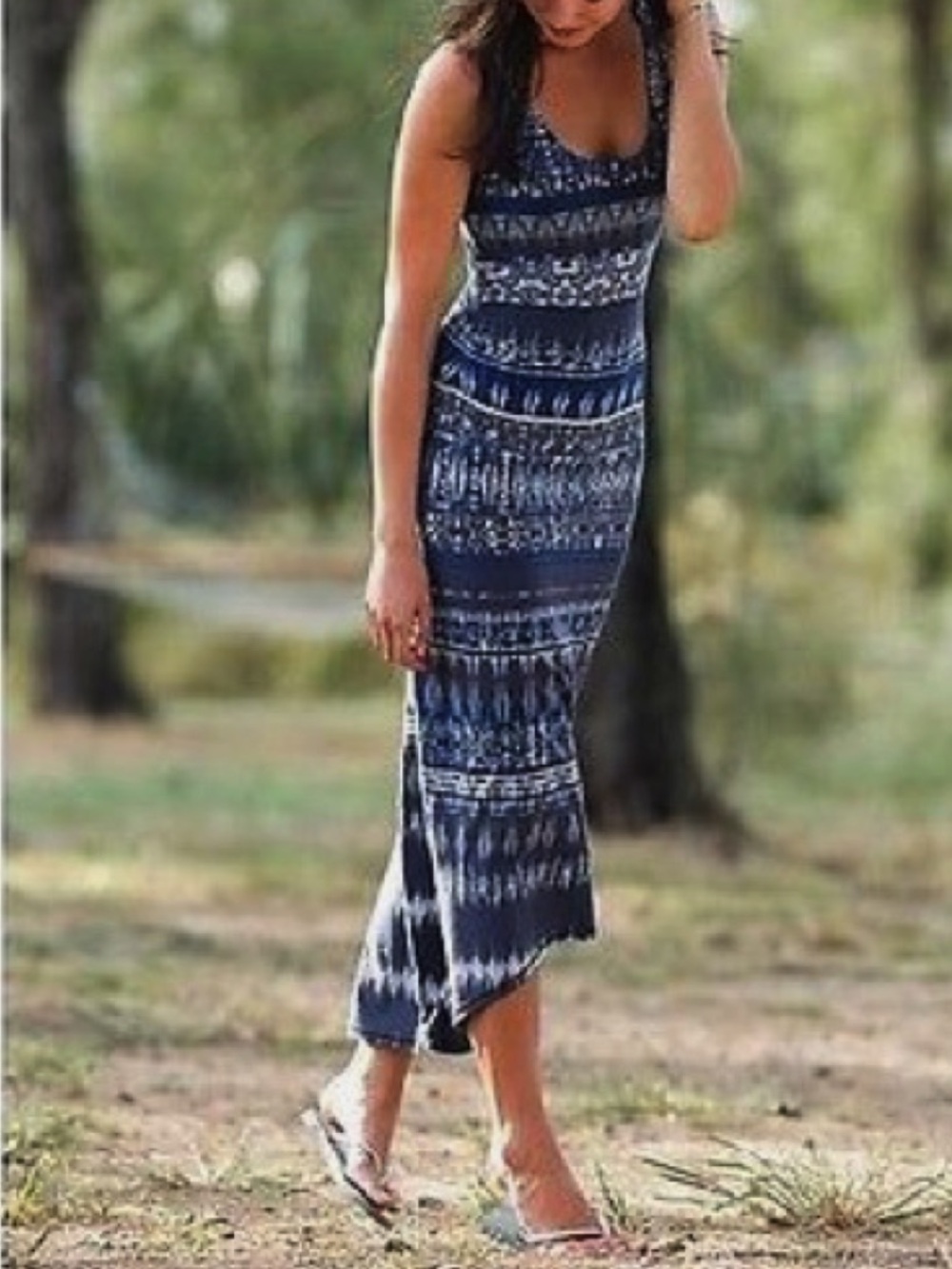 ATHLETA Tide Turn High-Low Shelf Bra Maxi Dress in Black/White Size Small — WOW!